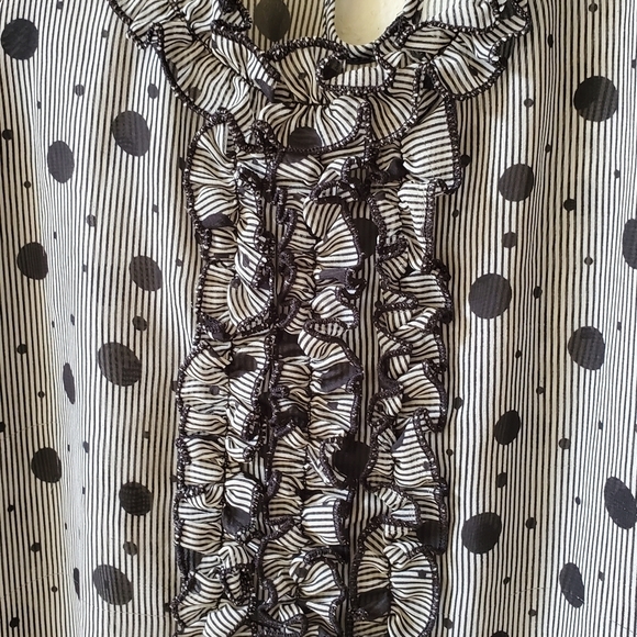 The Limited black and gray ruffle polka-dot top size large - Picture 4 of 5